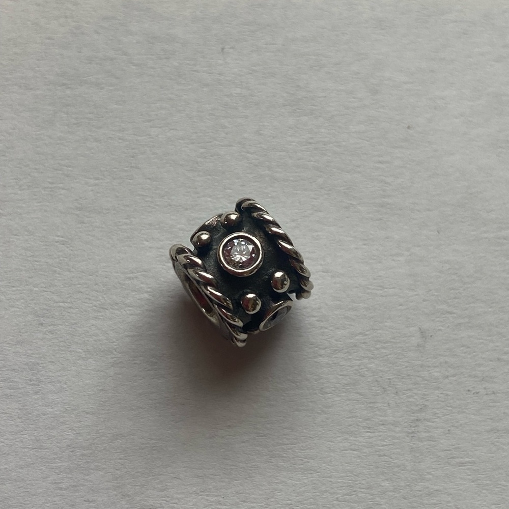 Authentic Discontinued Pandora Sterling Silver "Abstract Crown" Charm